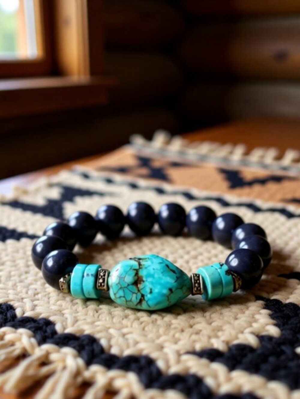 Handcrafted Turquoise Magnesite Chunky Bracelet • Rustic Southwestern Cowgirl